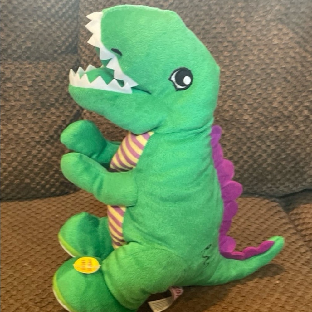 Plush Green and Purple Dinosaur Toy